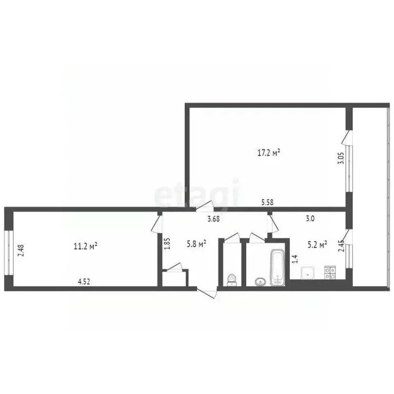 2-к кв. Крым, Ялта ул. Строителей, 9 (53.0 м) - Фото 2