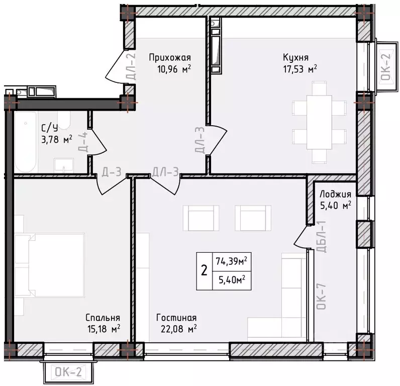 2-к кв. Дагестан, Дербент Маяк жилой комплекс (74.93 м) - Фото 1