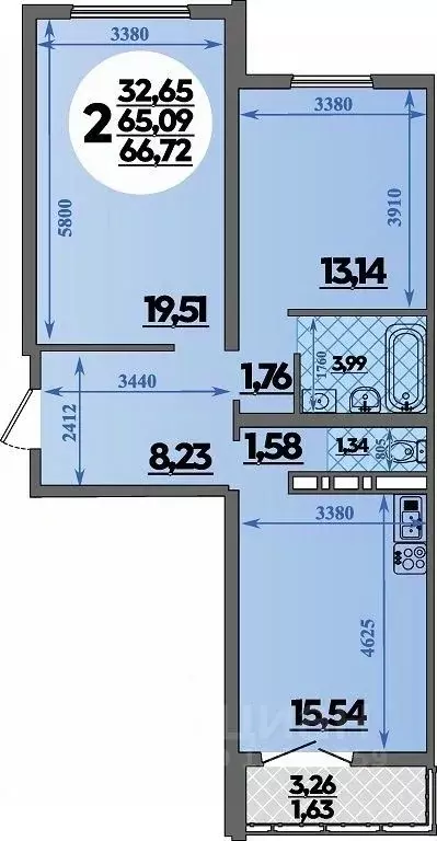 2-к кв. Краснодарский край, Новороссийск Город у Моря жилой комплекс ... - Фото 1