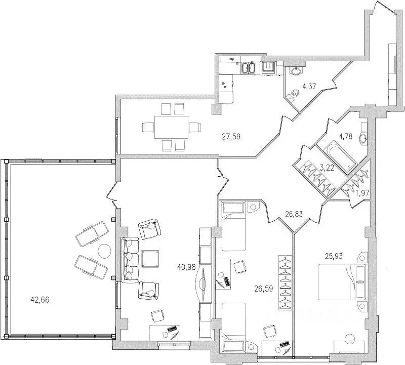 Квартира, 3 комнаты, 160.3 м - Фото 1