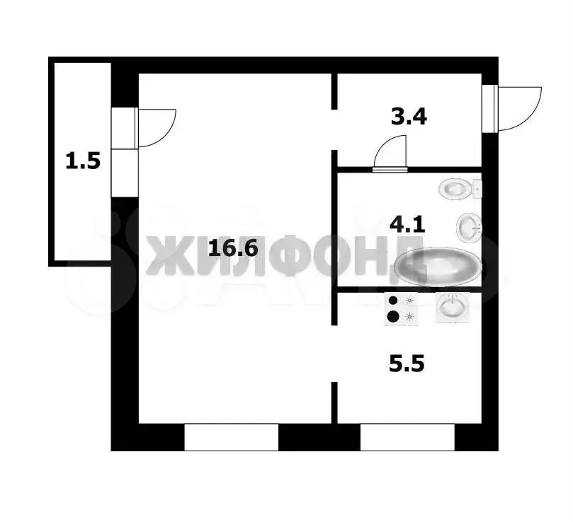 1-к. квартира, 31,2 м, 8/9 эт. - Фото 0