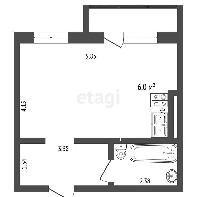 Квартира-студия: Омск, улица Леонида Маслова, 9 (33 м) - Фото 1