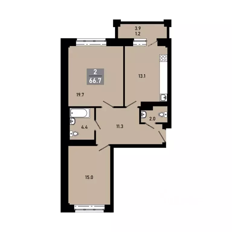 2-к кв. Омская область, Омск Гармония жилой комплекс (63.3 м) - Фото 1