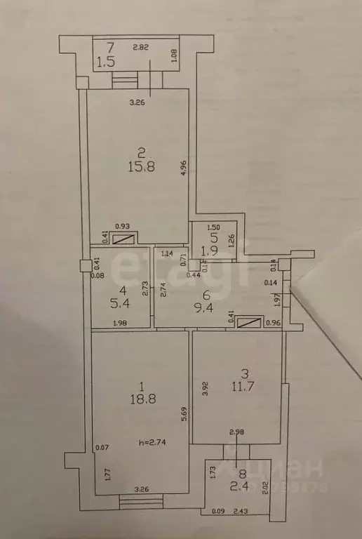 2-к кв. Татарстан, Казань ул. Достоевского, 66/17 (67.0 м) - Фото 2