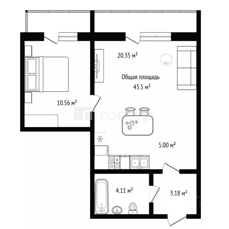 2-к кв. Новосибирская область, Новосибирск ул. Татьяны Снежиной, 42/1 ... - Фото 2