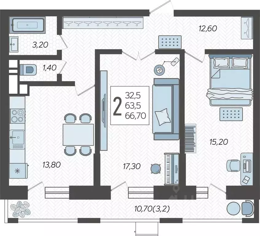 2-к кв. Краснодарский край, Краснодар 9-й километр мкр, ул. ... - Фото 1
