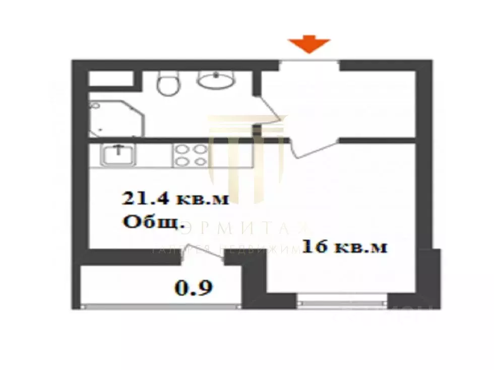 Студия Санкт-Петербург дор. Муринская, 10к1 (21.4 м) - Фото 1
