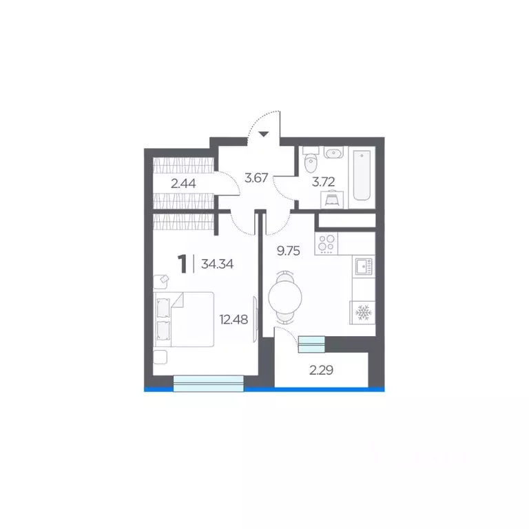 1-к кв. Рязанская область, Рязанский муниципальный округ, с. Дядьково ... - Фото 0
