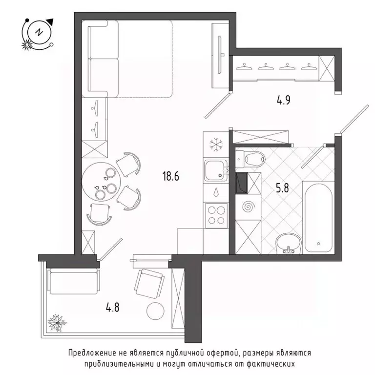 Студия Санкт-Петербург Черниговская ул., 11к1 (32.0 м) - Фото 0