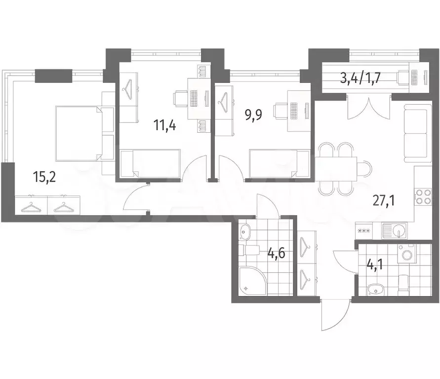 3-к. квартира, 74 м, 2/9 эт. - Фото 0