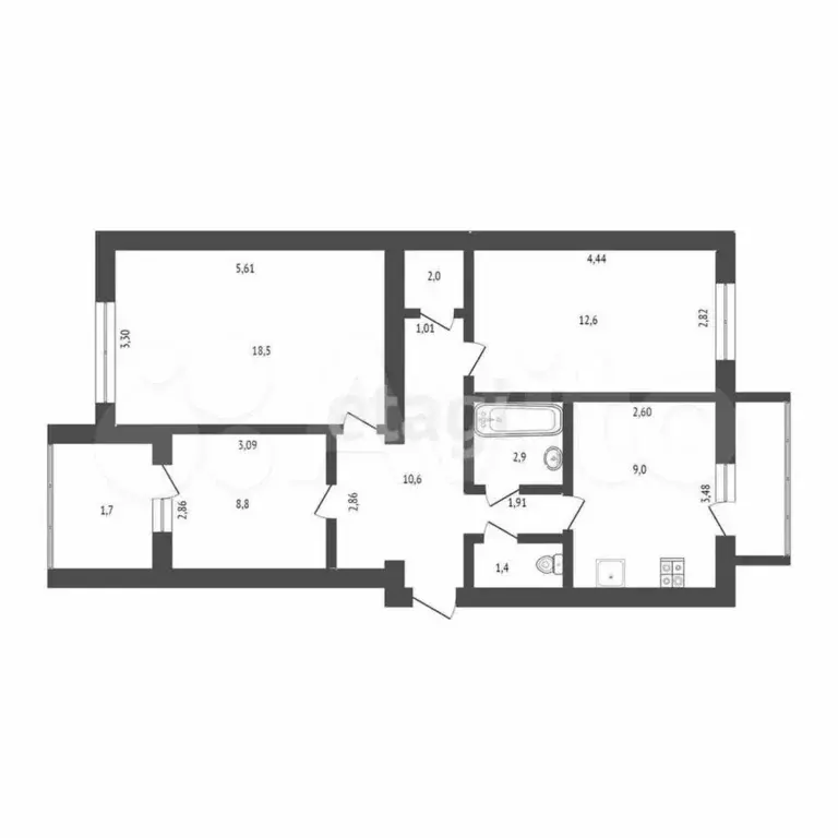 3-к. квартира, 65 м, 4/5 эт. - Фото 0