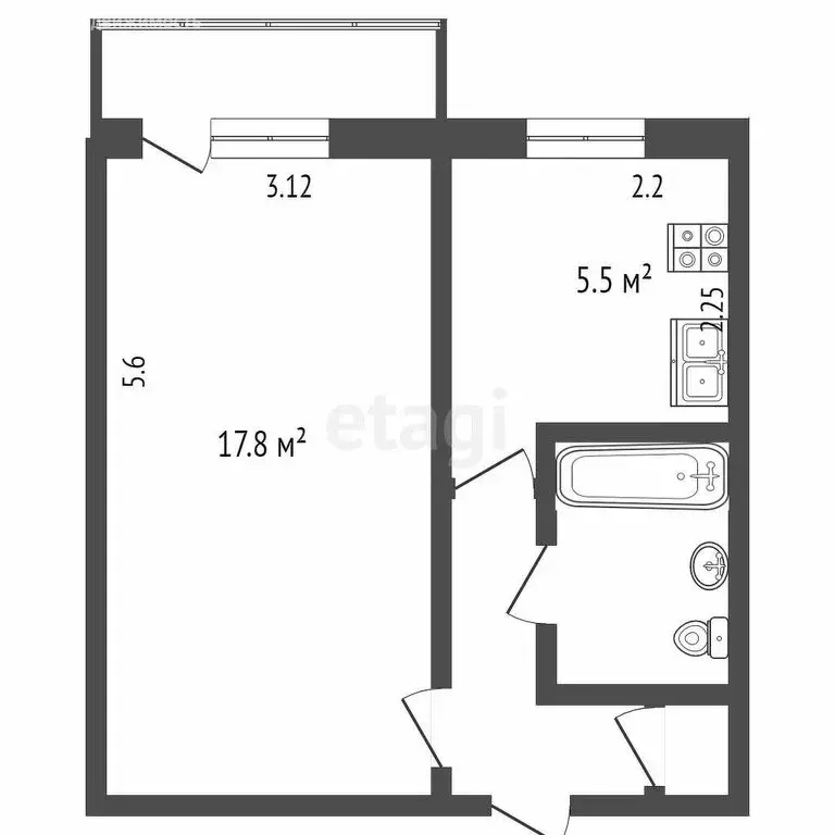 1-комнатная квартира: Омск, 8-я Кировская улица, 70 (34 м) - Фото 0
