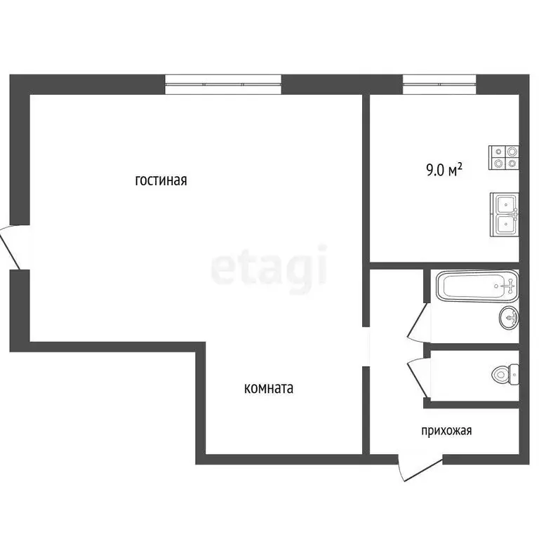 2-комнатная квартира: Тырныауз, улица Энеева, 55 (35.9 м) - Фото 1