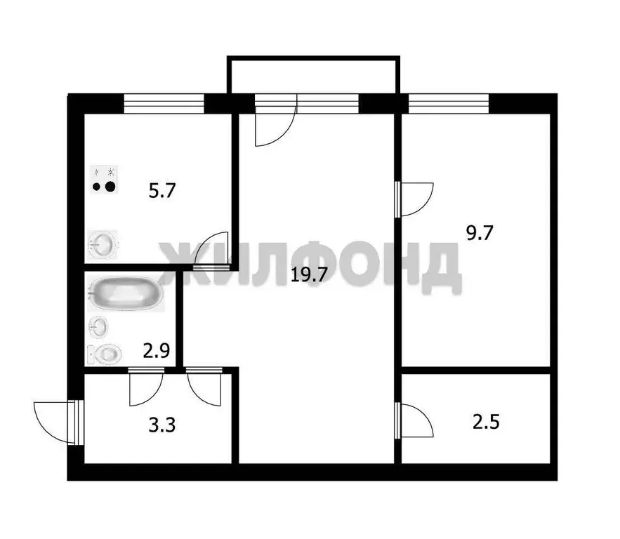 Квартира, 2 комнаты, 43.8 м - Фото 1