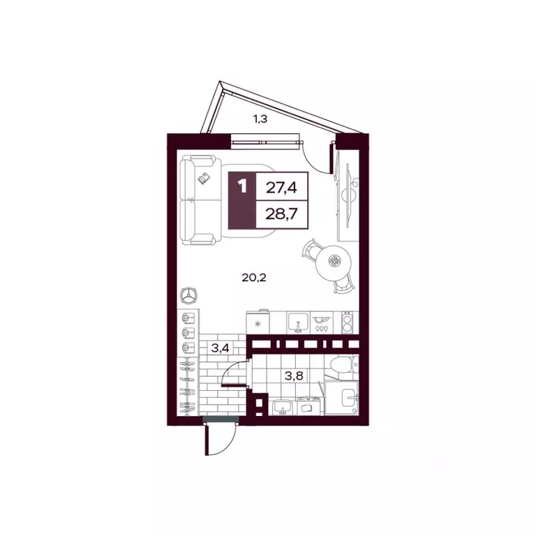 Студия Тюменская область, Тюменский муниципальный округ, д. Дударева ... - Фото 1