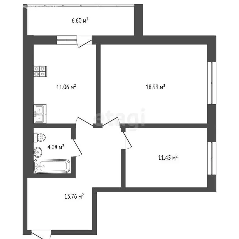 2-комнатная квартира: Саранск, Северо-Восточное шоссе, 45 (66 м) - Фото 1