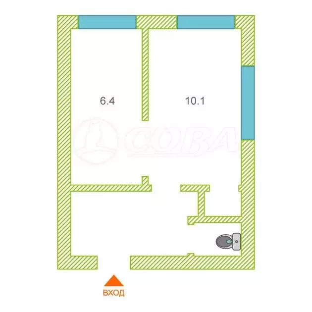 1-комнатная квартира: Тюмень, улица Беляева, 23/1 (24.4 м) - Фото 1