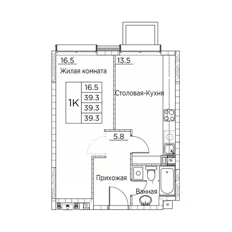 1-к кв. Приморский край, Владивосток ул. Расула Гамзатова, 7к2 (39.3 ... - Фото 1