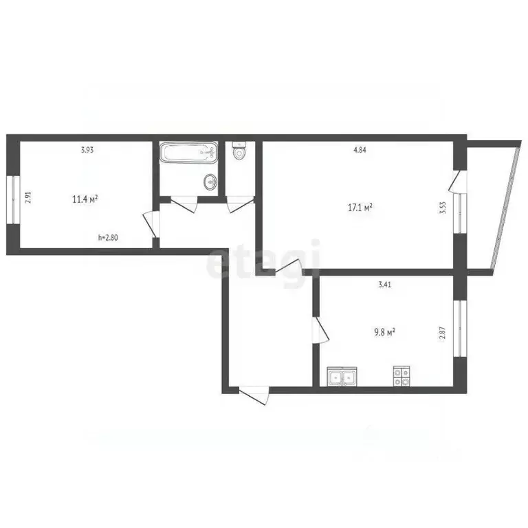 2-к кв. Ямало-Ненецкий АО, Ноябрьск ул. 8 Марта, 10 (45.0 м) - Фото 2