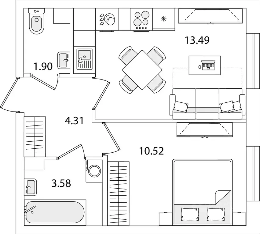 1-к кв. Санкт-Петербург ул. Тамбасова, 5Н (33.8 м) - Фото 0