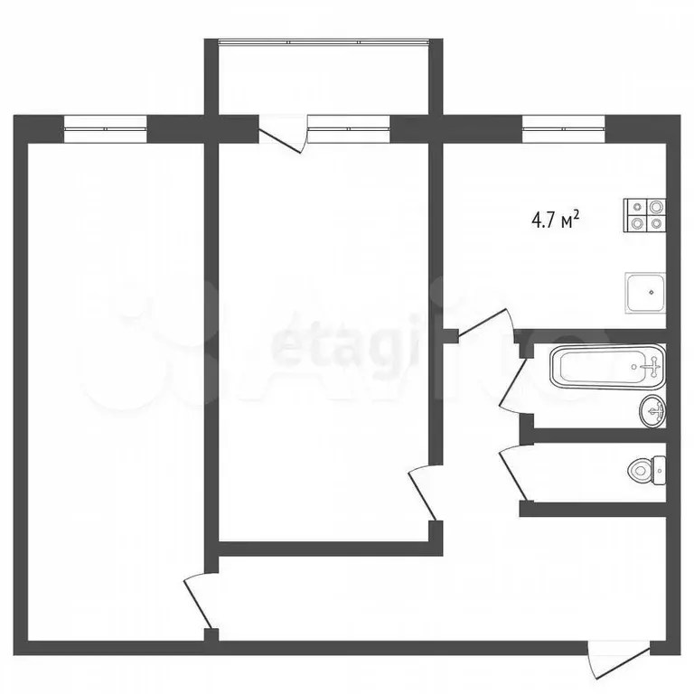 2-к. квартира, 45 м, 3/5 эт. - Фото 0