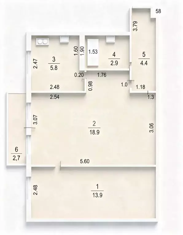 2-к кв. Башкортостан, Уфа ул. Братьев Кадомцевых, 13 (45.9 м) - Фото 2