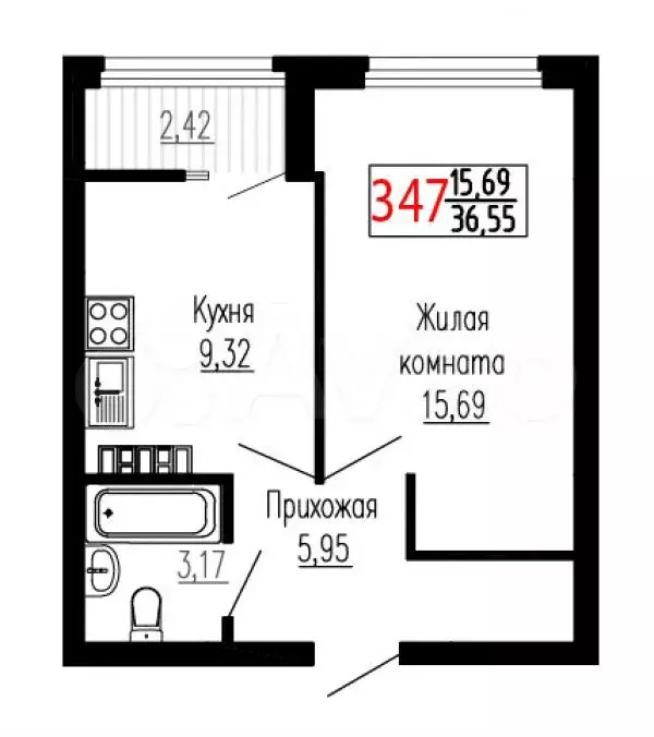 1-к. квартира, 36,5 м, 26/27 эт. - Фото 0