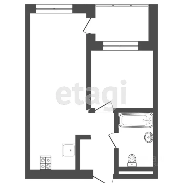 1-к кв. Тюменская область, Тюмень ул. Краснооктябрьская, 6 (38.3 м) - Фото 2