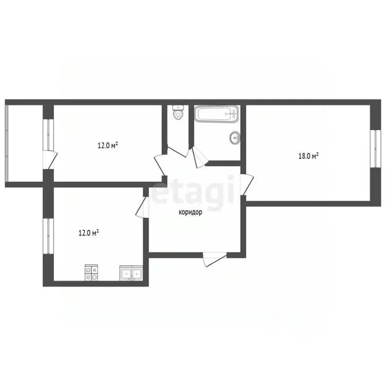 2-к кв. Тамбовская область, Тамбов ул. Рылеева, 100Б (57.9 м) - Фото 2