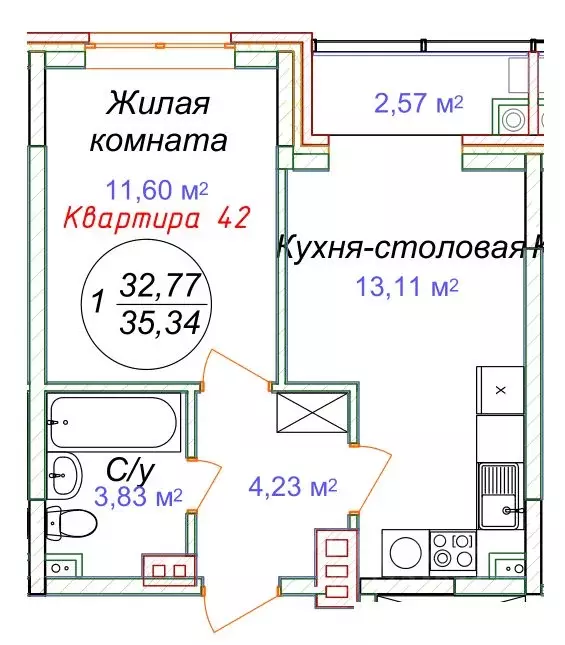 1-к кв. Ставропольский край, Минеральные Воды  (35.34 м) - Фото 0