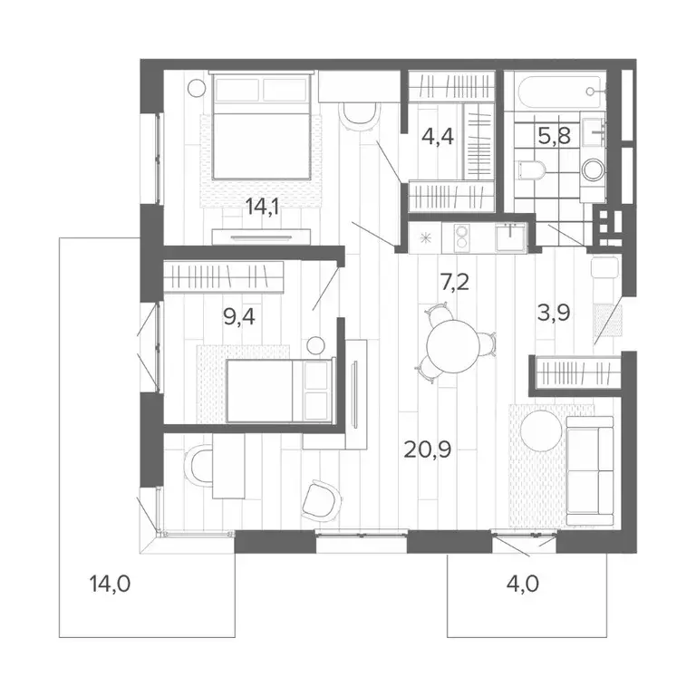 3-к кв. Алтайский край, Барнаул тракт Змеиногорский, 35Б (83.7 м) - Фото 0