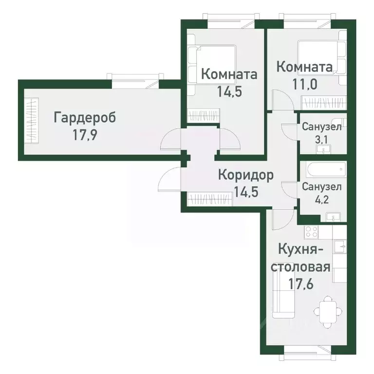 2-к кв. Челябинская область, Челябинский городской округ, пос. ... - Фото 0