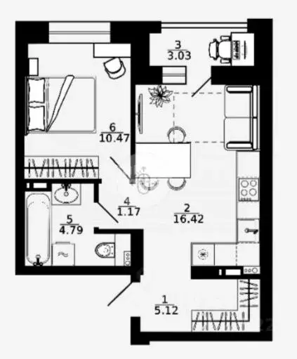 1-к кв. Липецкая область, Липецк ул. Е.И. Замятина, 4Г (41.5 м) - Фото 1