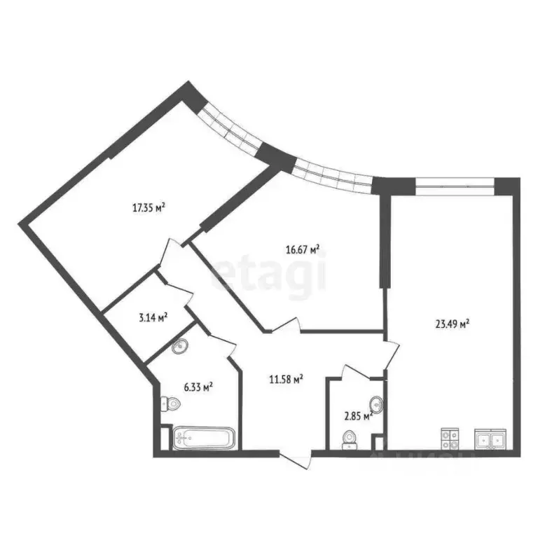 2-к кв. Москва ул. Лобачевского, 120к1 (82.21 м) - Фото 1