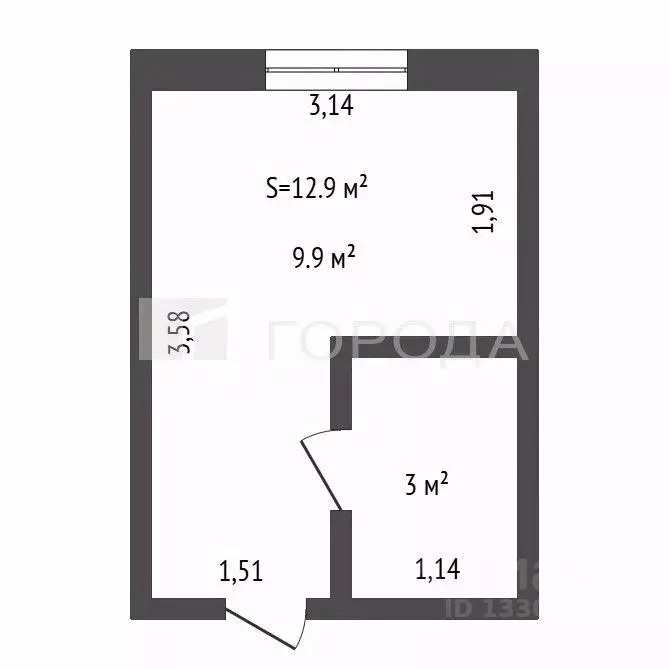 Студия Кемеровская область, Новокузнецк ул. Климасенко, 10/2 (12.9 м) - Фото 2