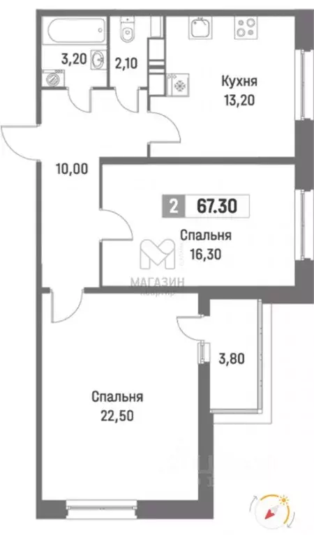 2-к кв. Ленинградская область, Мурино Всеволожский район, просп. ... - Фото 1