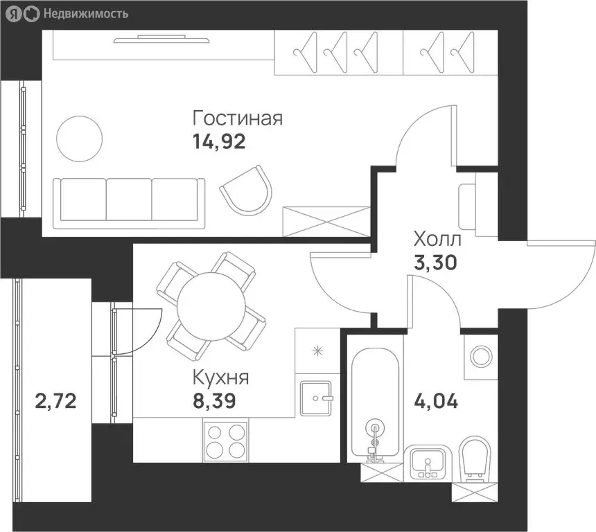 1-комнатная квартира: Тула, улица Героя России Зиничева, 5 (33.37 м) - Фото 1