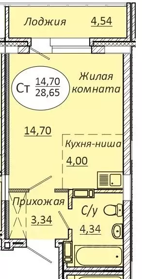 Студия Новосибирская область, Новосибирск 2-я Воинская ул., 53 (28.65 ... - Фото 2