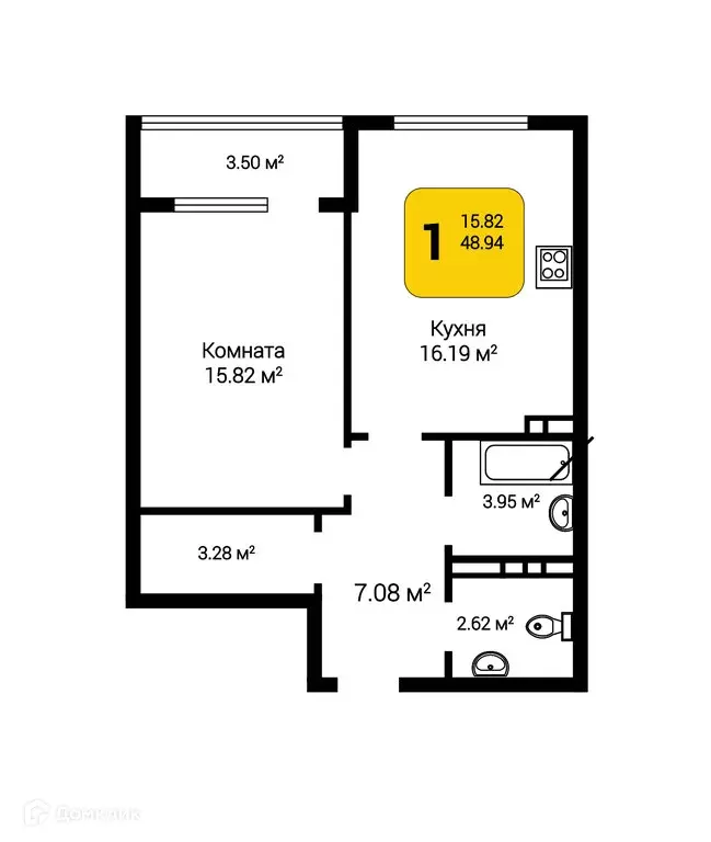 Продаётся 1-к квартира, 50.68 м - Фото 0