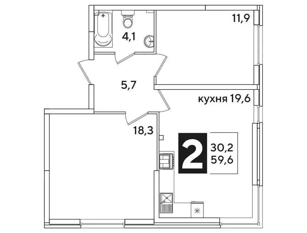 2-комнатная квартира: Краснодар, улица Ивана Беличенко, 92к2 (59.6 м) - Фото 1