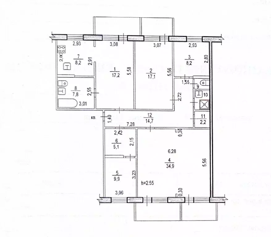 4-комнатная квартира: Хабаровск, улица Запарина, 49 (129.1 м) - Фото 1