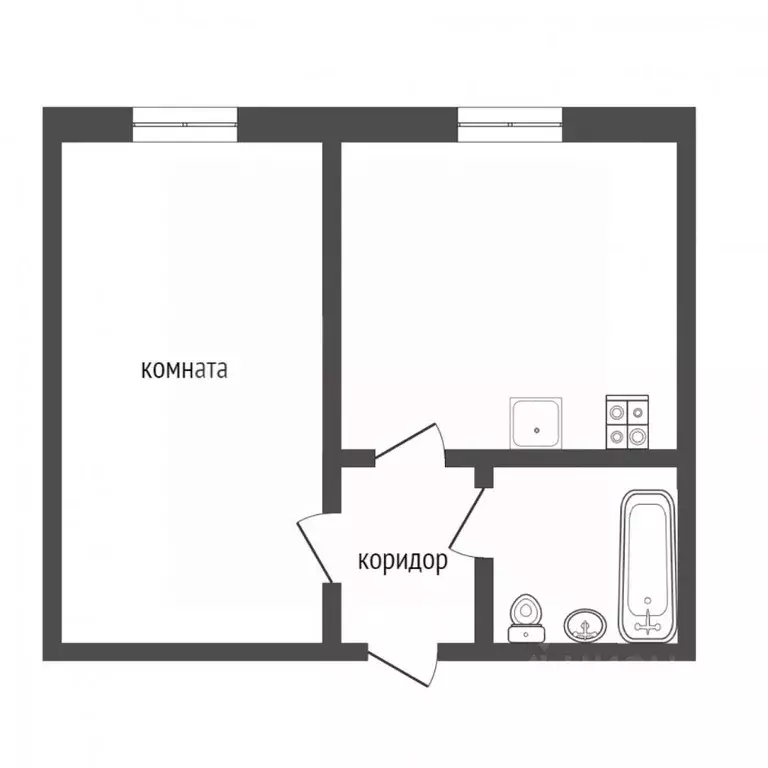 1-к кв. Тюменская область, Тюмень ул. Пермякова, 7а (33.5 м) - Фото 2