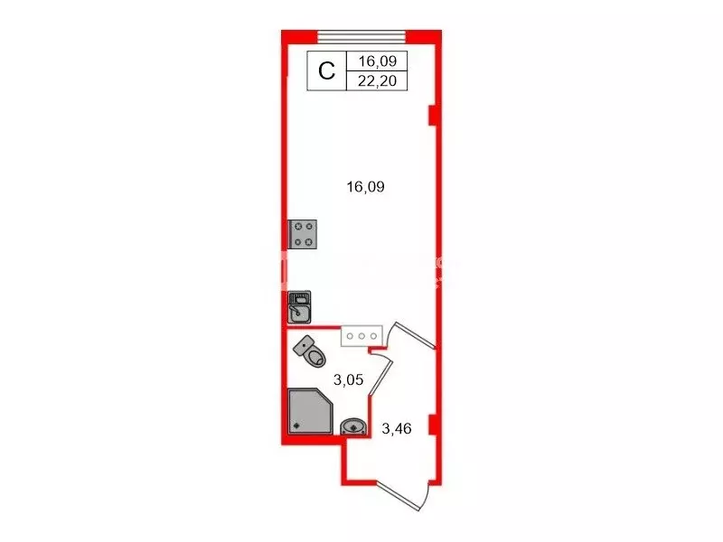 Квартира-студия: Мурино, улица Шоссе в Лаврики, 93 (22.2 м) - Фото 1