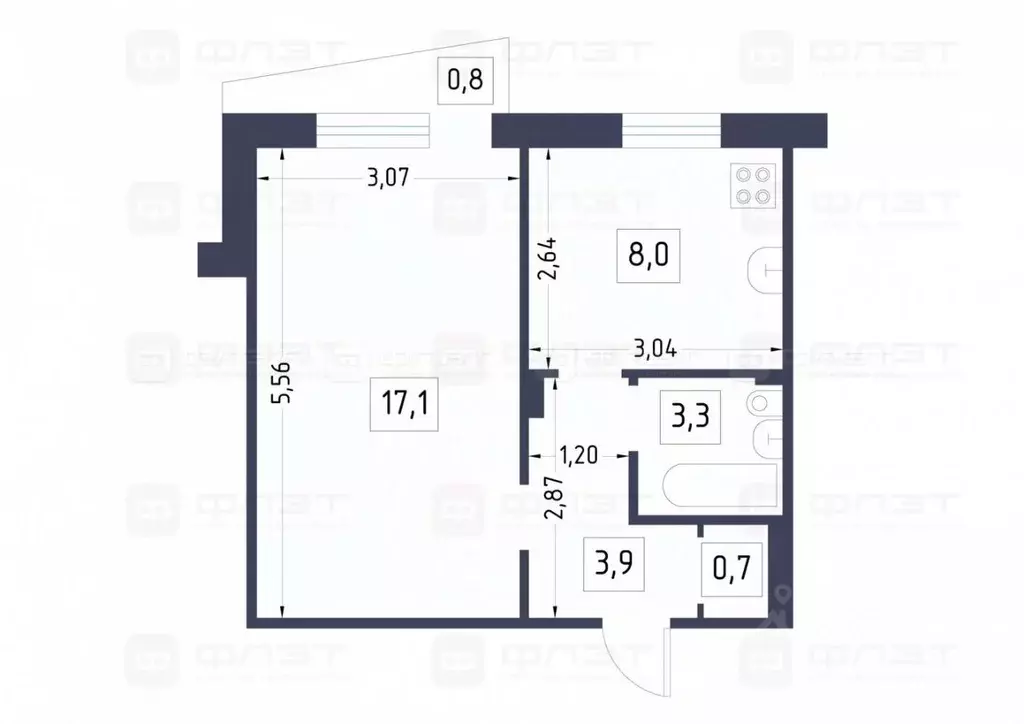 1-к кв. Татарстан, Казань ул. Голубятникова, 13 (33.0 м) - Фото 1