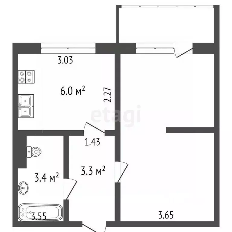 1-к кв. Ханты-Мансийский АО, Нягань 3-й мкр, 21 (33.1 м) - Фото 1