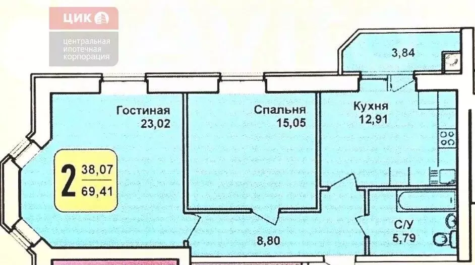 2-к кв. Рязанская область, Рыбное ул. Мира, 12 (67.0 м) - Фото 1