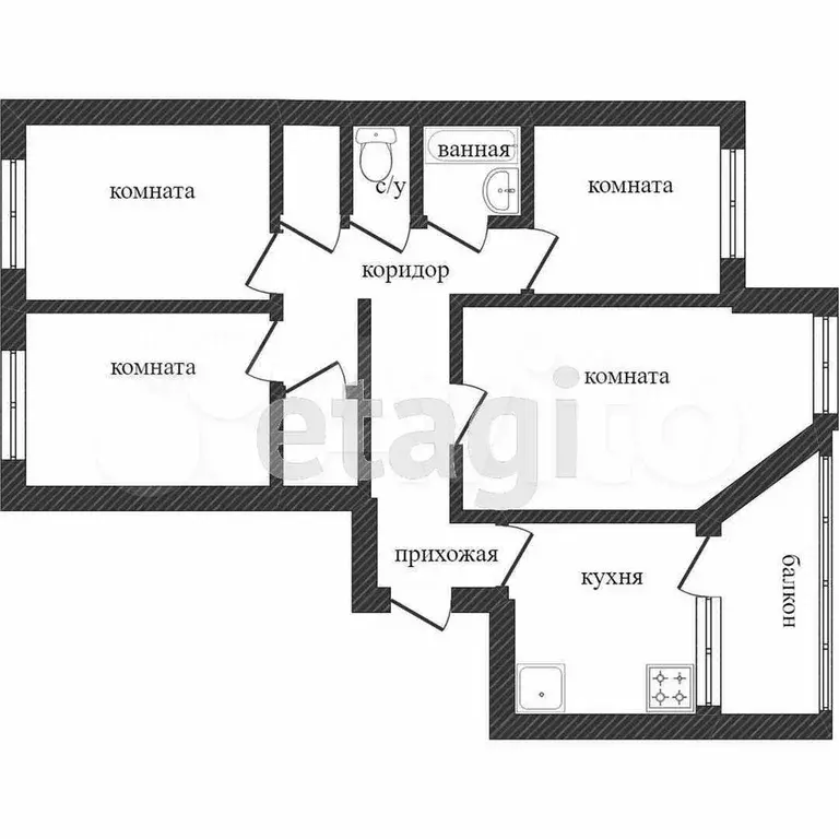 4-к. квартира, 85 м, 4/5 эт. - Фото 0