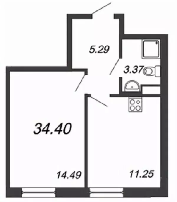 1-к кв. Санкт-Петербург Московское ш., 3к5 (34.6 м) - Фото 1