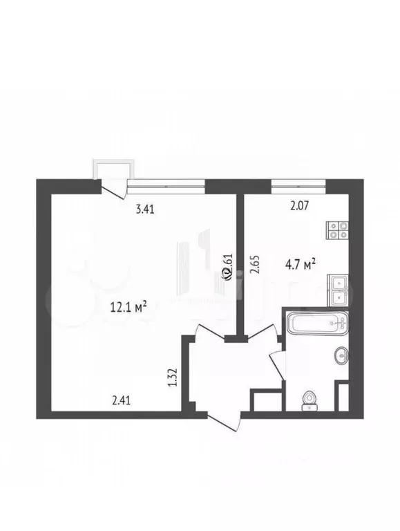 1-к кв. Краснодарский край, Новороссийск Мысхакское ш., 52 (21.1 м) - Фото 2