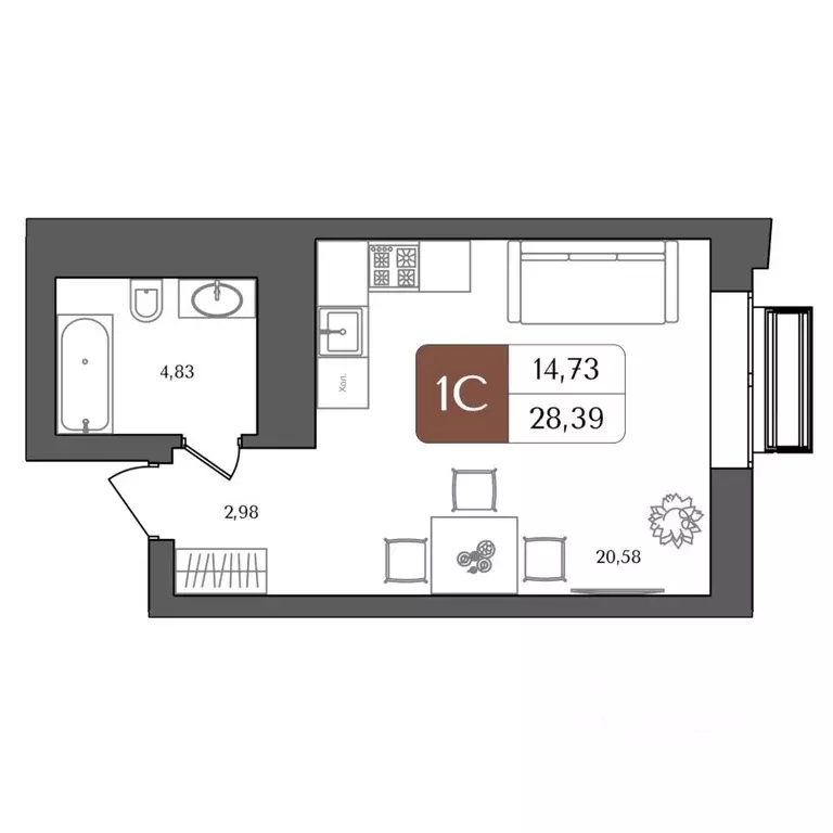 Студия Башкортостан, Уфа Глумилино жилрайон, Холмогоры жилой комплекс ... - Фото 0